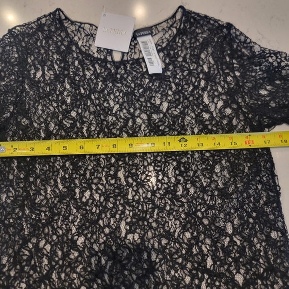 La Perla Wool Alpaca Floral regal Leavers Lace Long Sleeve Top Black size small - Picture 13 of 15